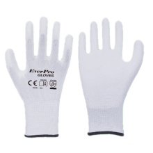13 Gauge Polyester Liner Work Gloves Polyurethane Coating for Gardening Electronics Industry